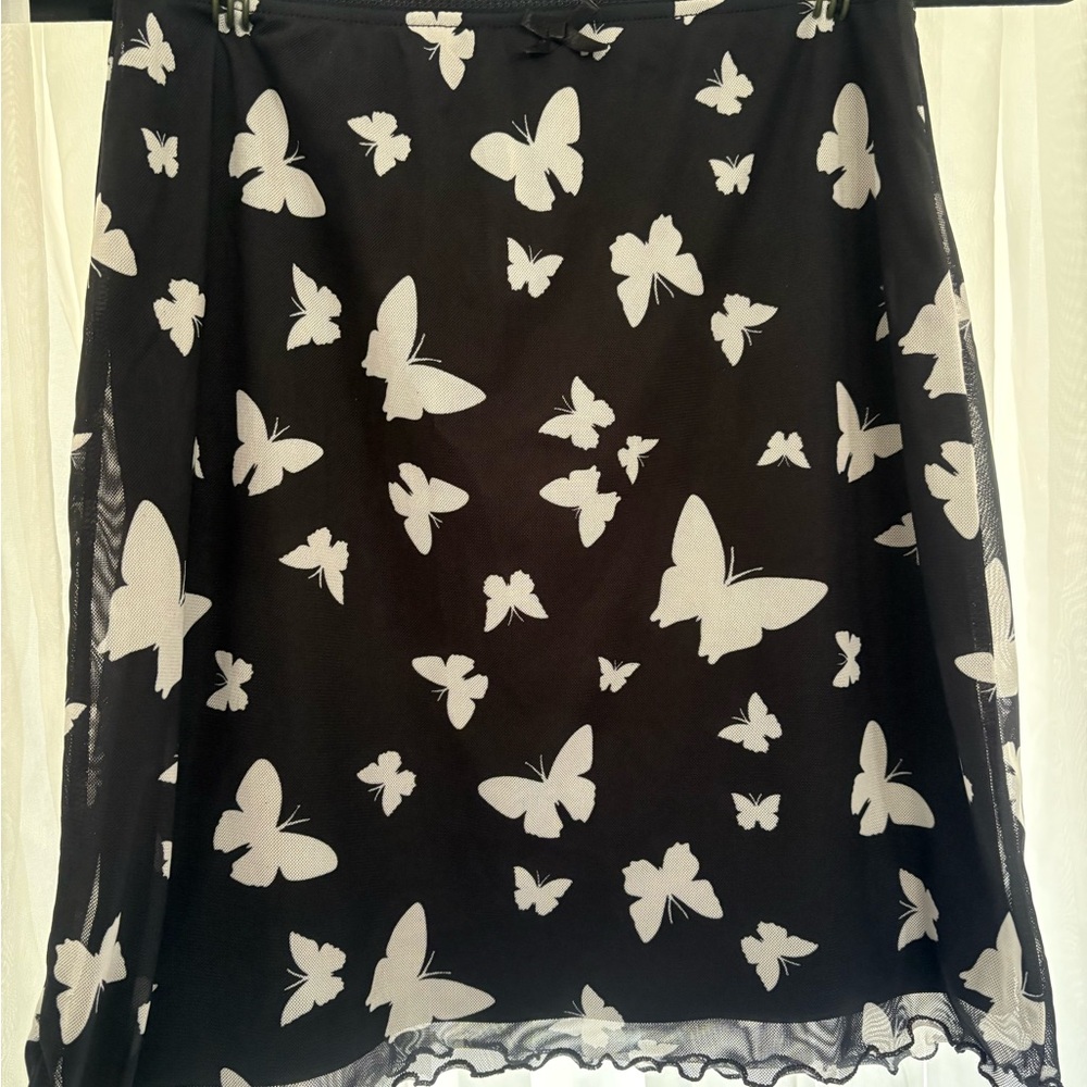 Butterfly Print Black and White Skirt